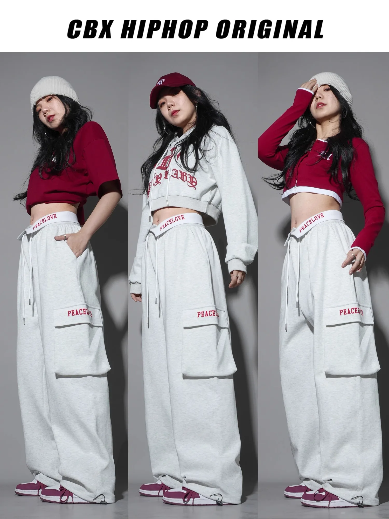 CBXLAB Street Dance Women's hip-hop jazz street dance trousers with turned-up waist design sweatpants