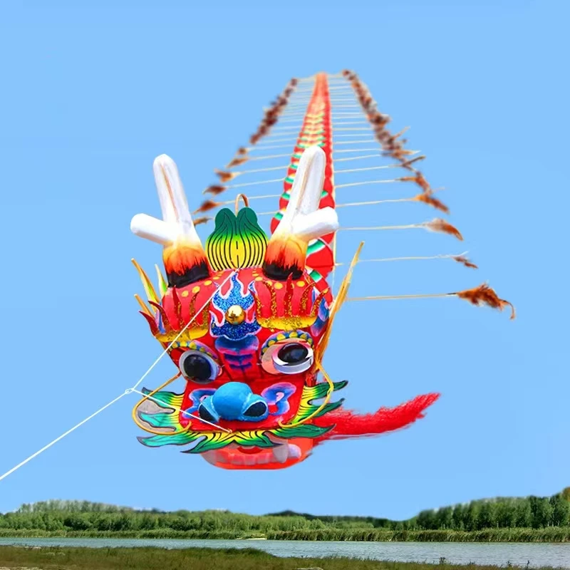 free shipping chinese dragon kite flying handle line traditional kite outdoor game toys for adults professional kites snake coil 3