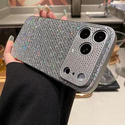 Luxury Glitter Diamond Phone Case with Shiny Camera Protection and Shockproof Back Cover - iPhone 15 (Silver)