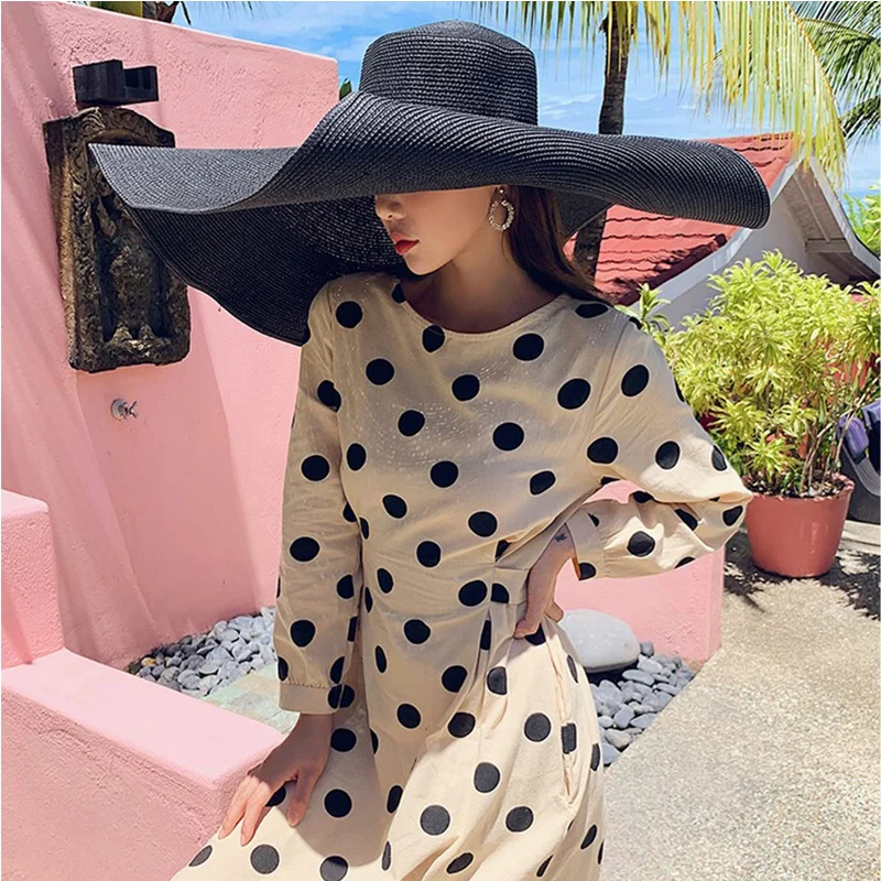 80cm Super large Brim Straw Sun Hats Women Summer Tourism Hat For