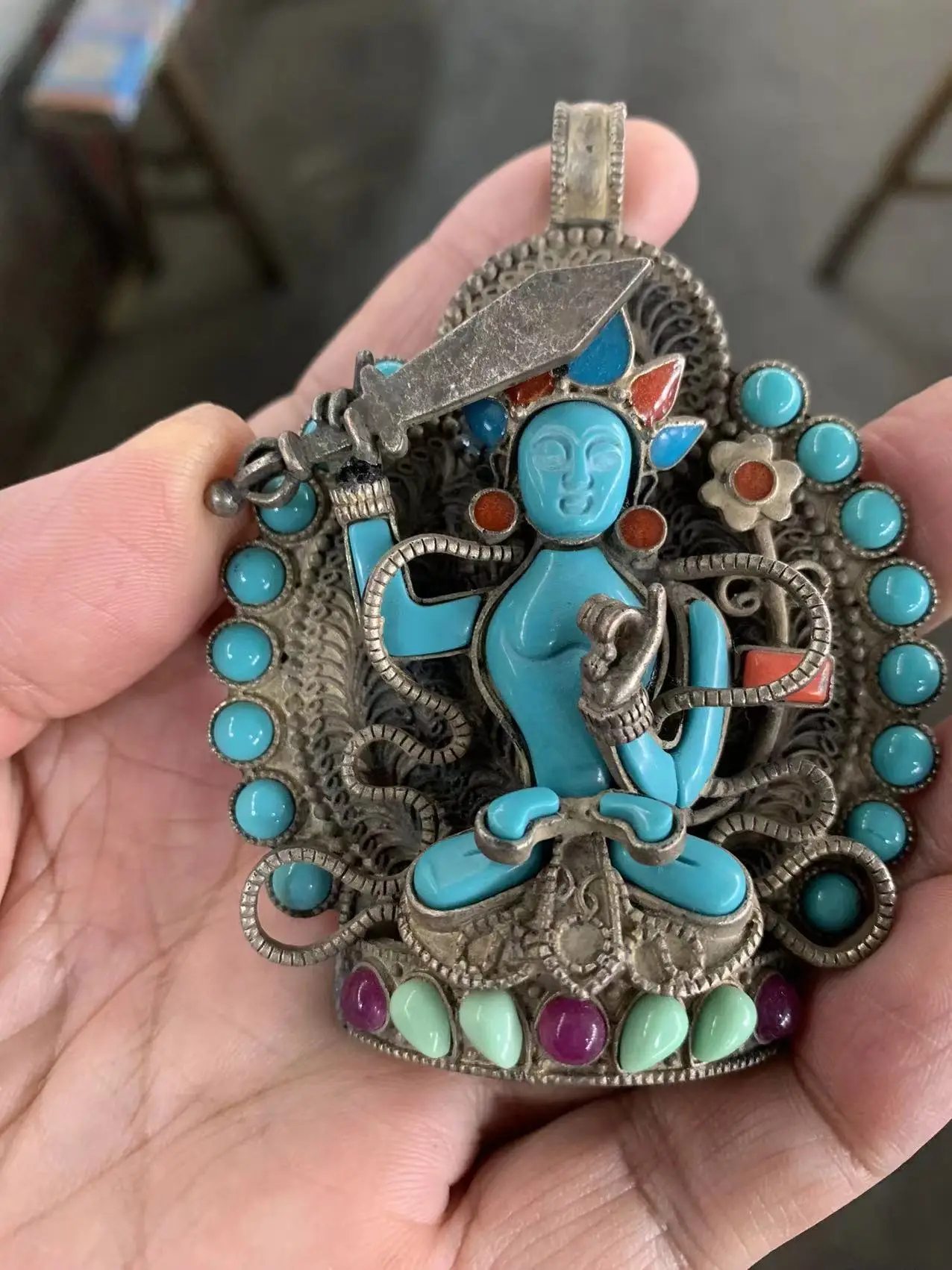 Rare Old Tibet Silver Mother Of Randolph Buddha Statue