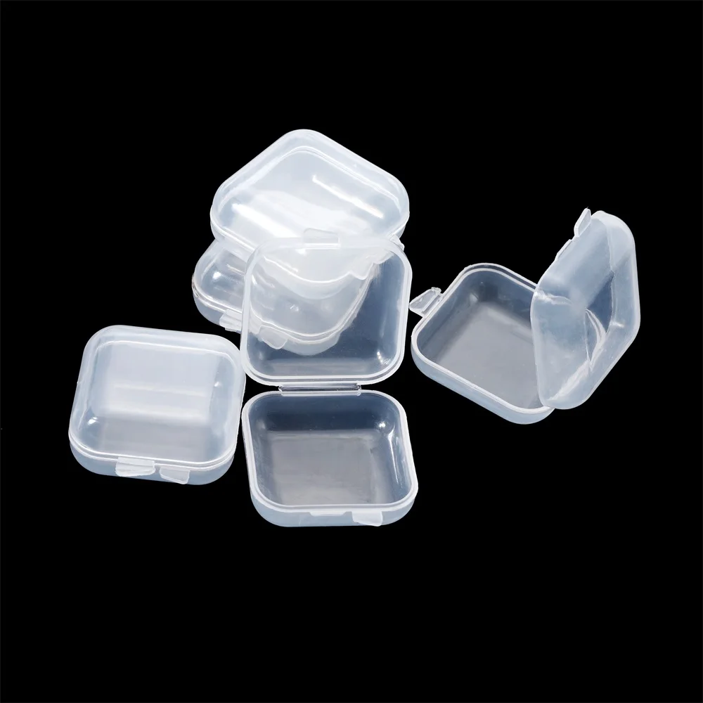 5/10Pcs Small Boxes Square Portable Plastic Box Jewelry Storage Case Finishing Container For Earrings Packaging Storage Box