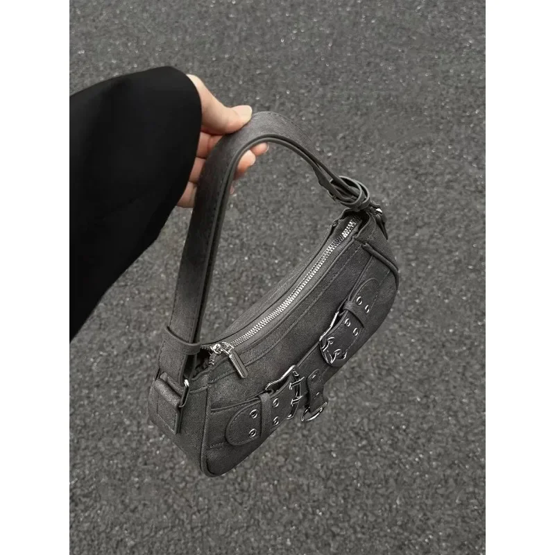 Sweet Cool Denim Grey Shoulder Bag Women Y2k Grunge Hot Girls Casual Handbag Lady Vintage Versatile Underarm Bag Autumn bolsas