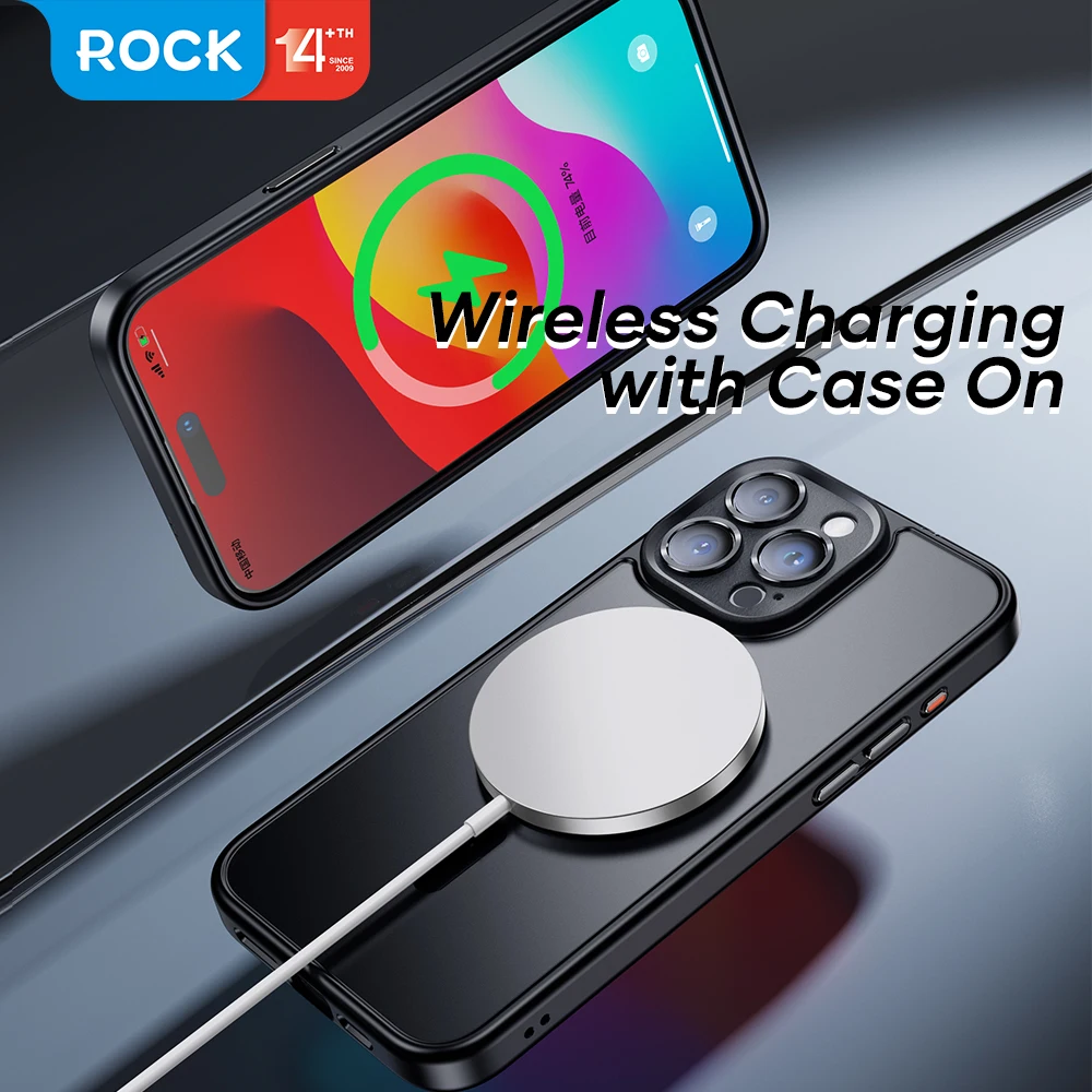 iPhone 15 Pro Max 커버 용 ROCK 반투명 케이스 2023 iPhone 15 Pro 15 Plus PC 뒷면 커버 용 안티 노크 매트 TPU 범퍼 케이스