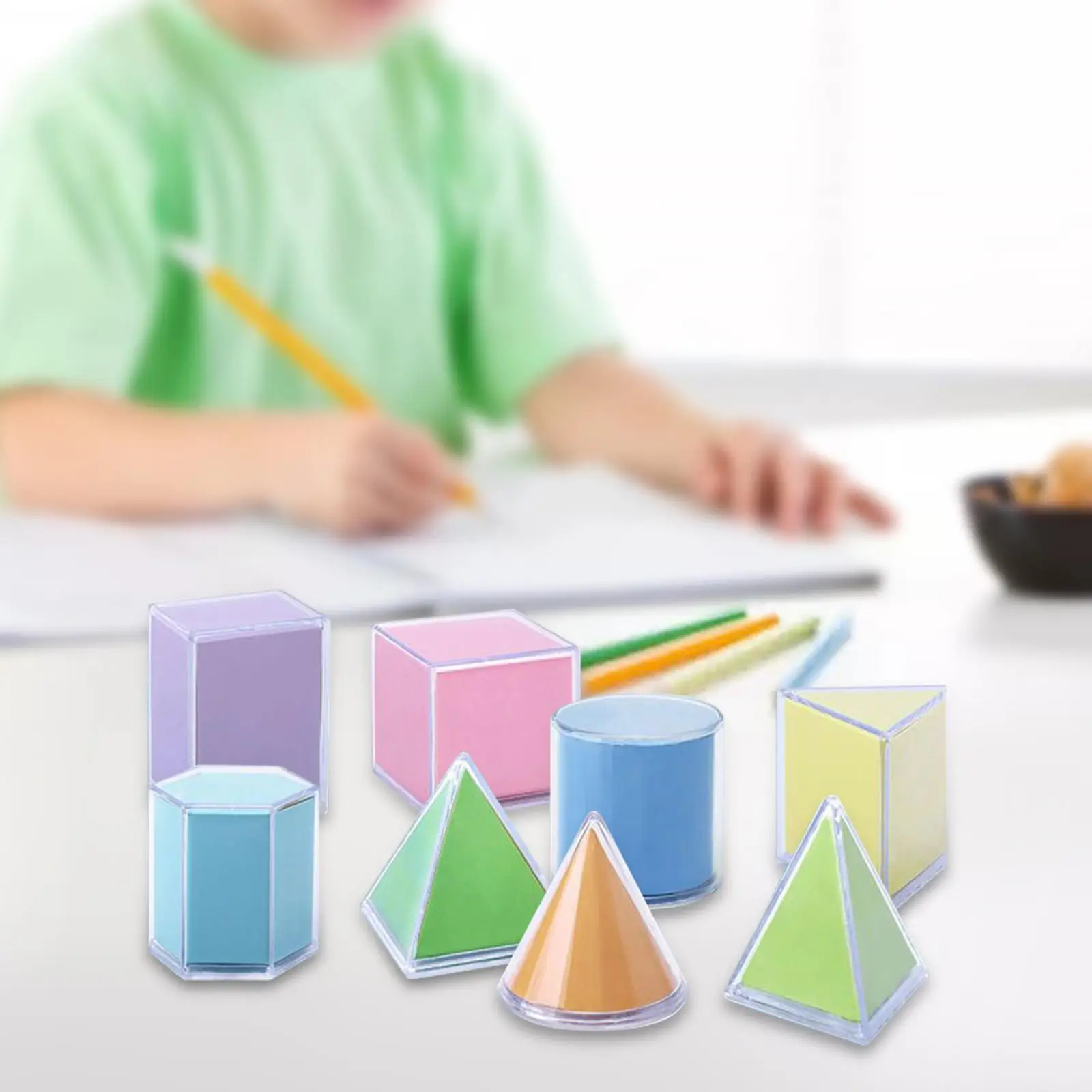 8 Pieces 3D Shape Geometric Toys Geometry Teaching Math Learning Tools for Homeschool Math Helper Ages 3+ Math Games Children