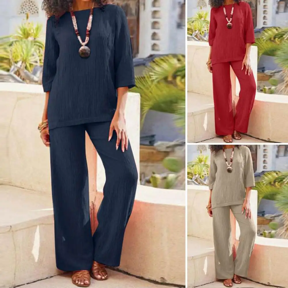 

Women Top Pants Set Stylish Women's 2-piece Set Loose-fit T-shirt Wide-leg Pants for A Comfortable Trendy Fall Look Women Outfit