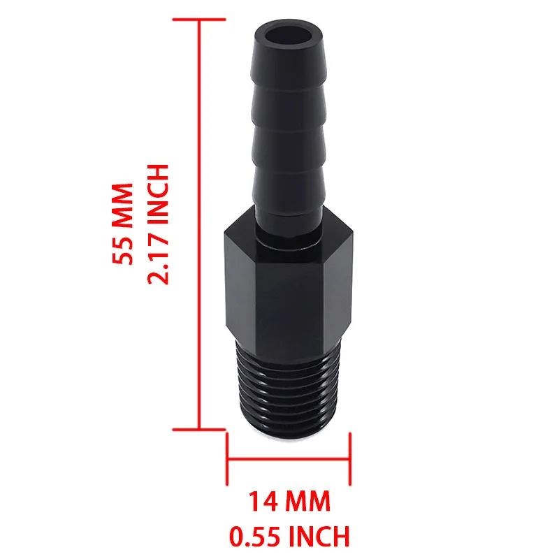 알루미늄 1/4 NPT 나사 - 5/16 바브 어댑터 연료 탱크 통풍관 연결관