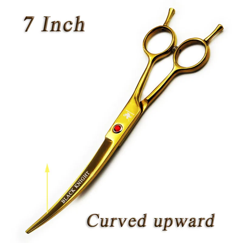 

7 Inch Hairdressing Scissors Professional Pet Grooming Scissors Barber Hair Curved Upward Cutting Shears for Dogs Golden Style