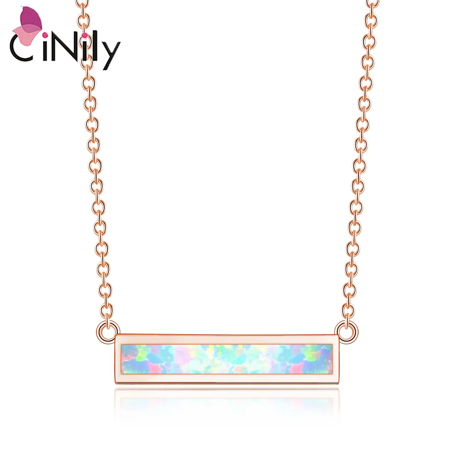 

CiNily Rectangular Exquisite Opal Silver Plated Pendant Necklace for Party Women Girl Fine Jewelry Pendant Necklace OL71-72