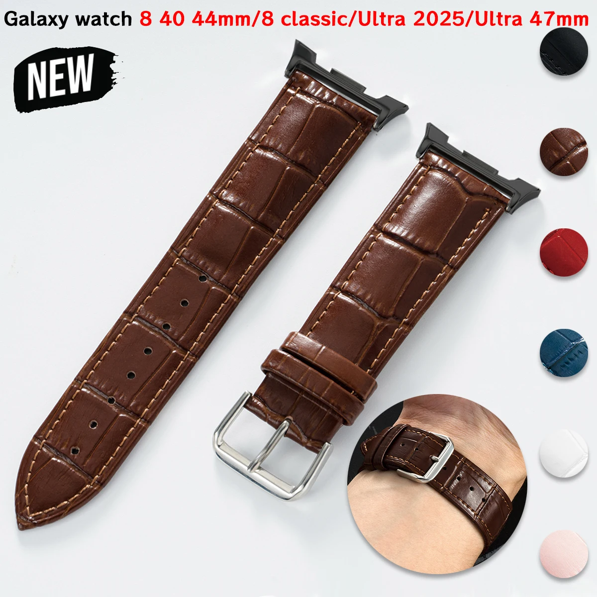 Bamboo Pattern Leather Smartwatch Bracelet Strap