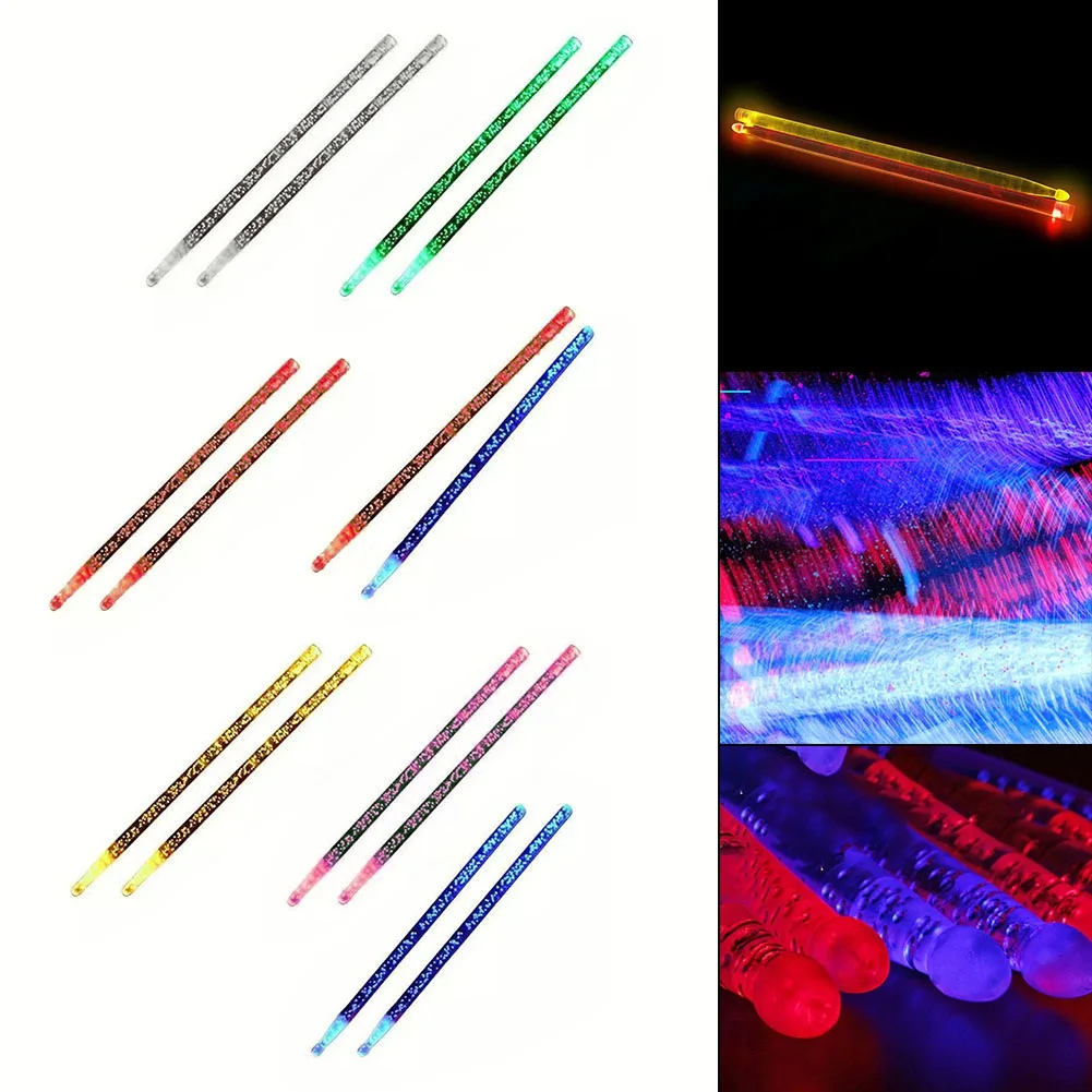 

1 Pair Luminous Drumsticks 5A Drum Stick Glow Dark Stage Performance Luminous Drumstick Long-lasting Glow Percussion Parts