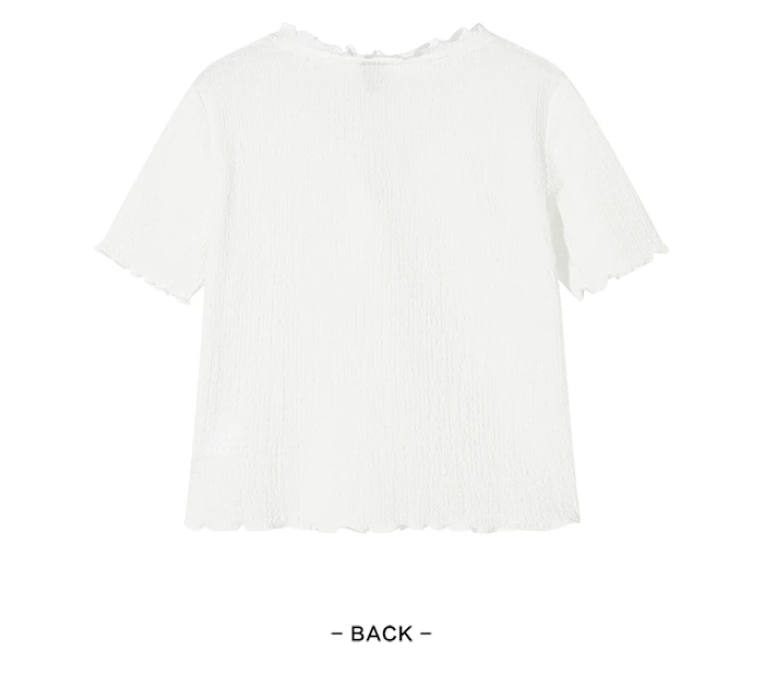 Short-Sleeved T-Shirt Women Short Textured Earrings Summer New Tight Knitted Cardigan Coat Tops