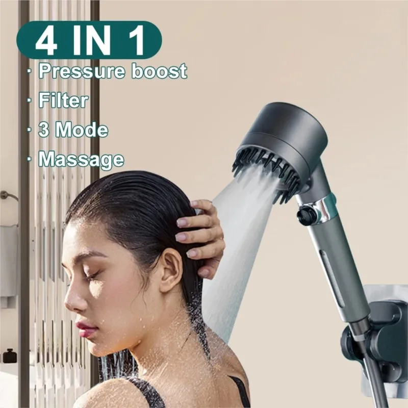 Massagem Chuveiro Modo o Poupança Água Filtro Cinto em Cabeça de Chuveiro do Banheiro Corpo Couro Cabeludo Cabelo Mão Escova Banho de Alta Pressã