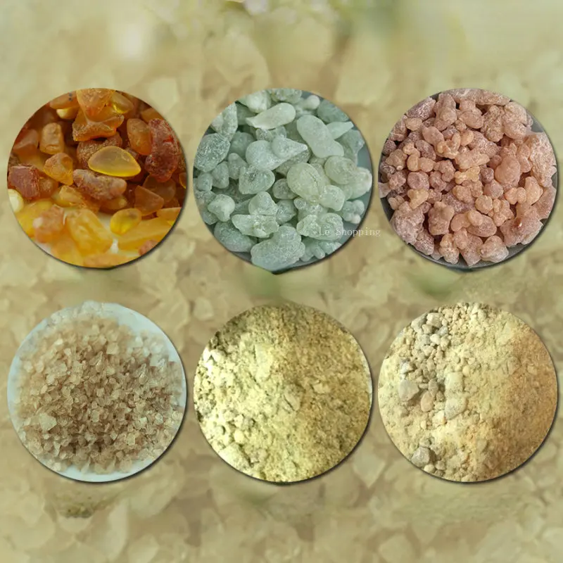 Qicai Xiaolu Räucherharz Set - Weihrauch, Myrrhe, Bernstein & Menthol Kristalle