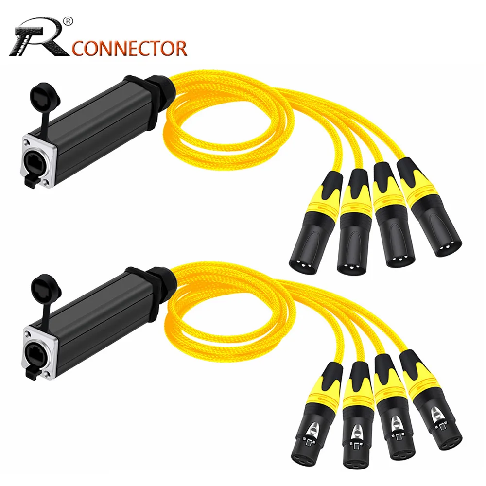 

RJ45 to Audio 4 Channel 3Pins XLR Multi Network Receiver Extender Cable Connector for Stage Speakers Interface Mixer Recording