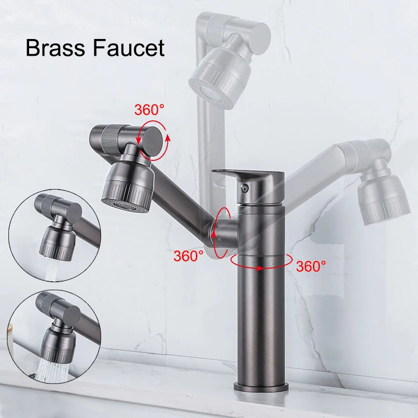 

Brass Bathroom Sink 360 Rotating Faucet Basin Mixer Cranes Water Tap Shower Head Plumbing Tapware For Bathroom Accessories