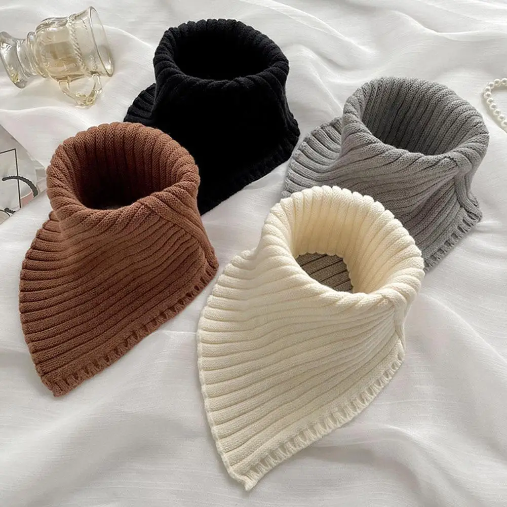 coarse wool knitted scarf women s winter versatile girl student solid color bib trend men s cashmere warm new wrap apparel shawl Men Women Fake Collar Knitted Scarf Winter Warm Elastic Comfortable Soild Color Windproof Detachable Scarf Cycling Warmth Wrap