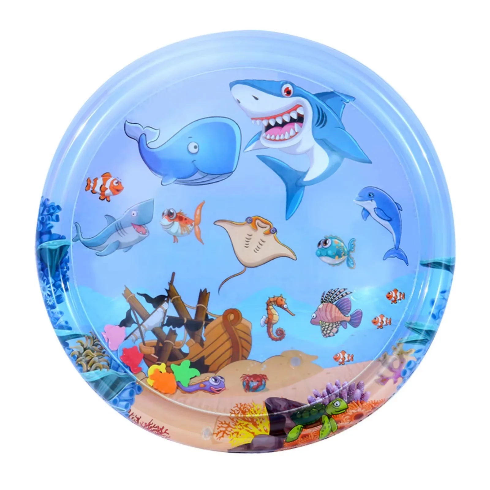 1 Piece 100x100 Blue Kids Baby Splash Water Pad, Large Thickened Inflatable Mat, Infant Fun Crawl Toy, Aquatic Play Mat 5