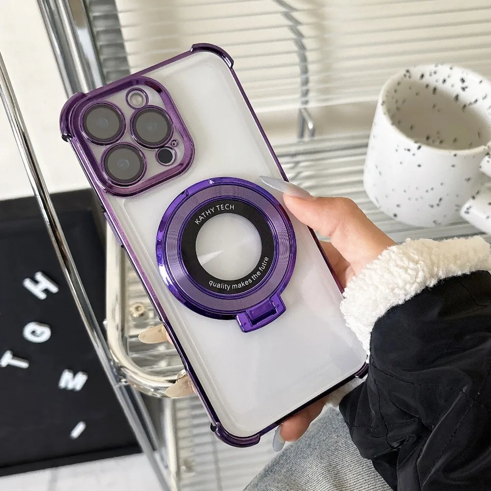 Fashion Plating Kickstand Case with Holder Stand and Shockproof Bracket
