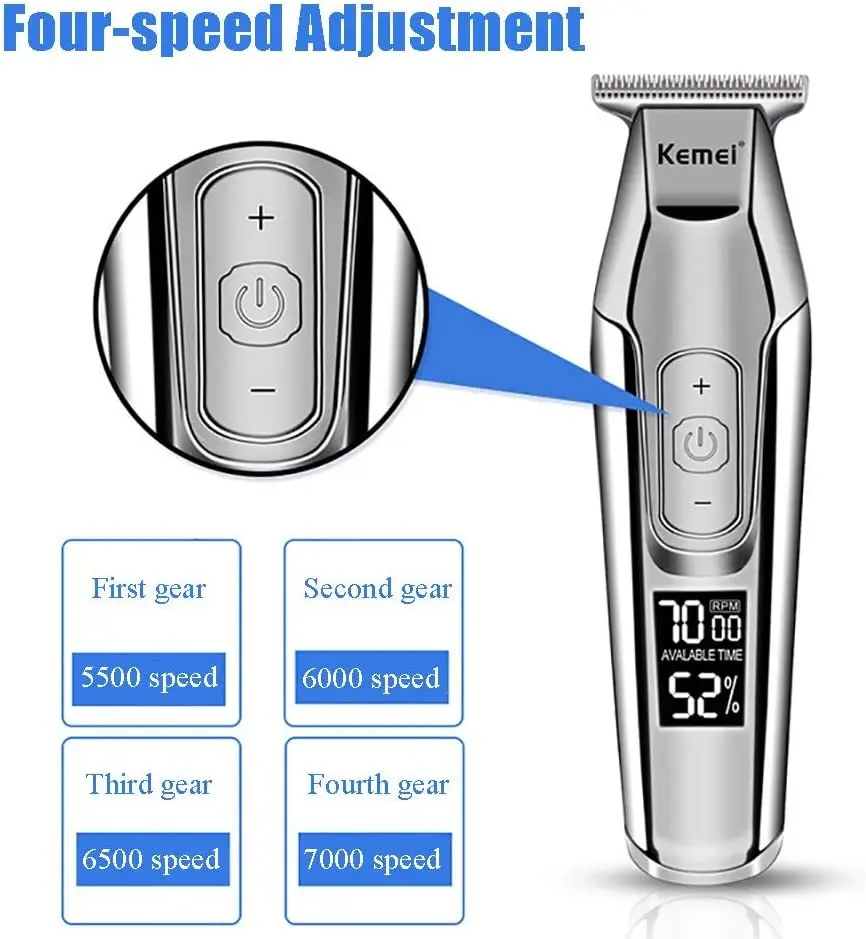 Kemei T blade Hair cutting machine, close to 0 mm haircut, Barber Hair clipper professional, Electric shaver for men 2