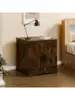 Farmhouse End Table Sofa Side Table with Charging Station 24" Large Wood Square Nightstand with Doors Modern Storage Cab 4