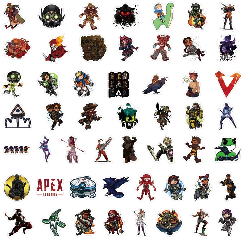 50PCS/Pack Game Apex Legends Stickers Graffiti Decals For Kid Toys Skataboard Suitcase Motorcycler Room Wall Cartoon Mini Paper