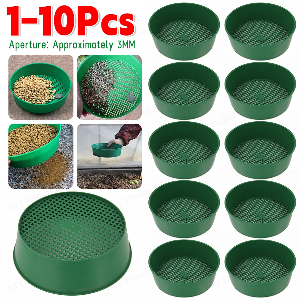 Garden Soil Filter Plastic Garden Sieve Sifting Tool Fine Mesh Soil Mining Sand Sifter 1-10PCS for Stone Mesh H