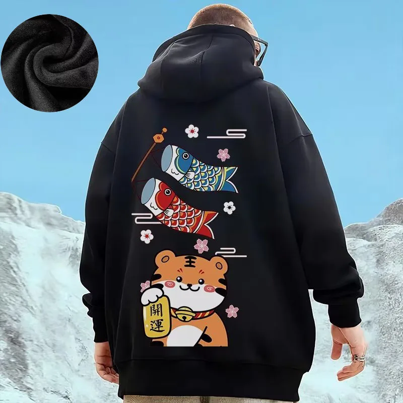 Hooded Sweater Men's Trendy Brand Large Size M-8XL Men's Autumn And Winter Style Plush And Thick Fat Hip-hop Pullover Jacket