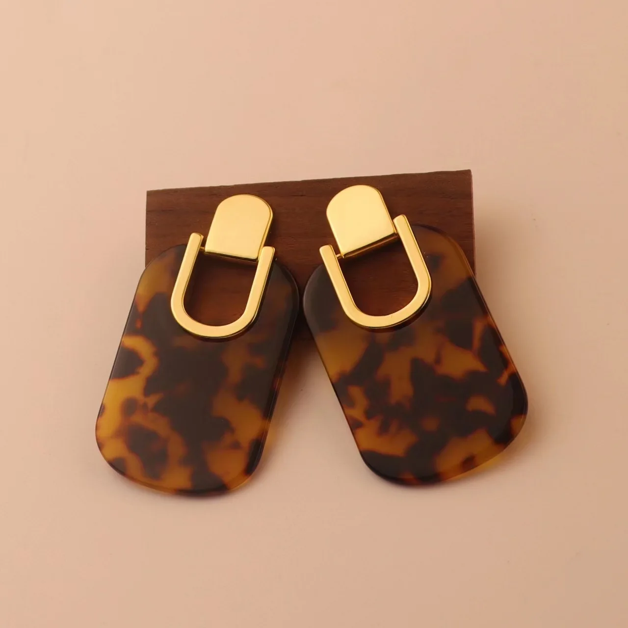 European and American personality exaggerated leopard print resin earrings