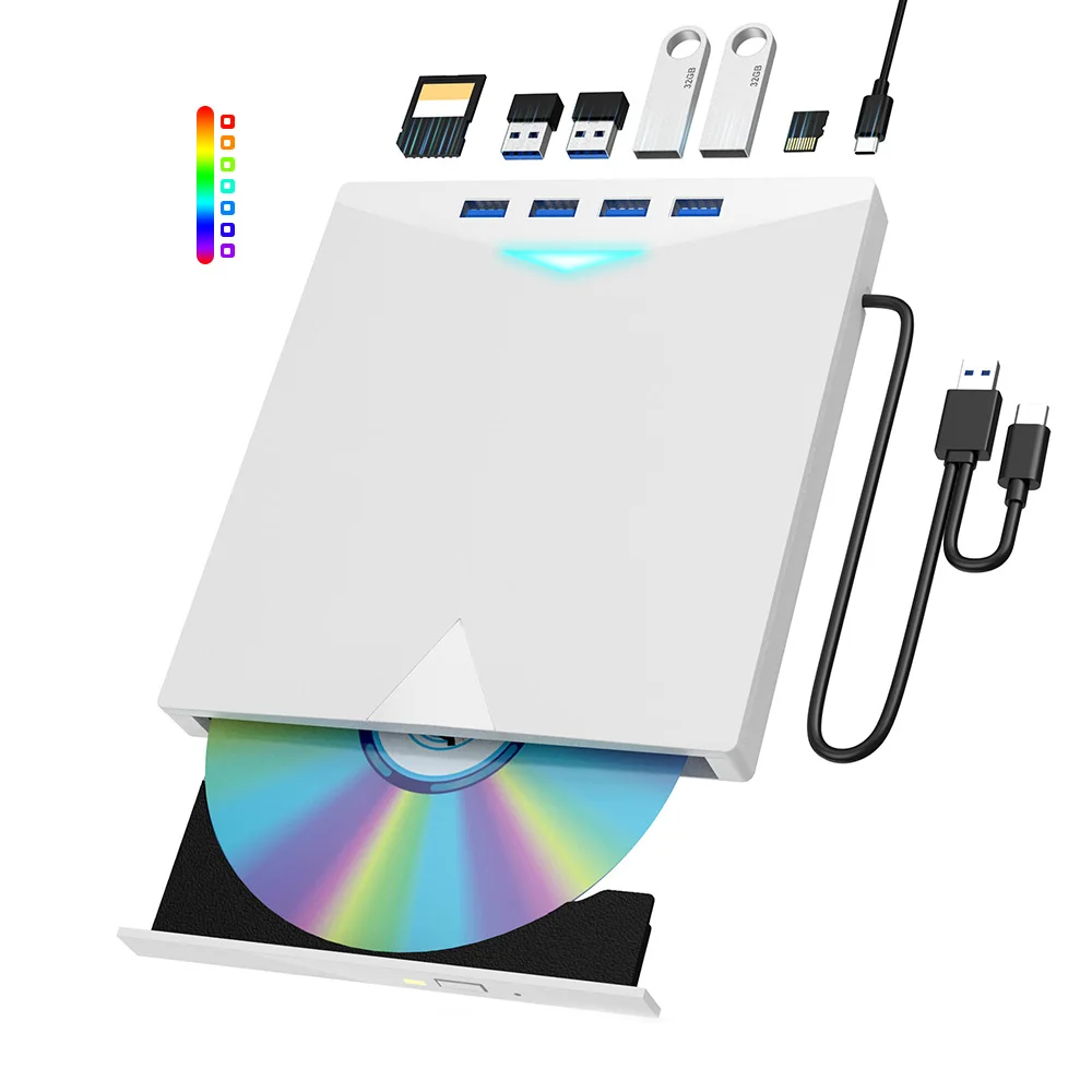 7-in-1 External DVD RW Optical Drive CD Burner Reader Player USB 3.0 Type-c external PC laptop desktop