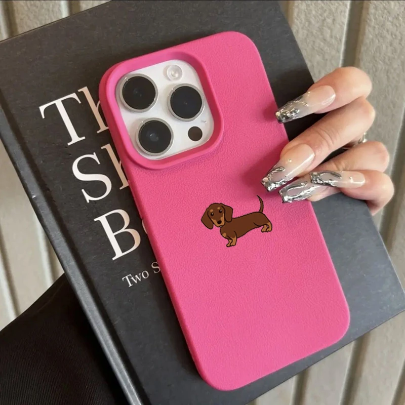 Minimalist Brown Dachshund Pattern Soft TPU Phone Case Cover