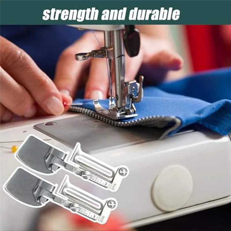 Adjustable Sewing Rolled Hemmer Foot, 2Pc 15-25MM Adjustable Universal Sewing Rolled Hemmer Foot Set Durable Easy Install