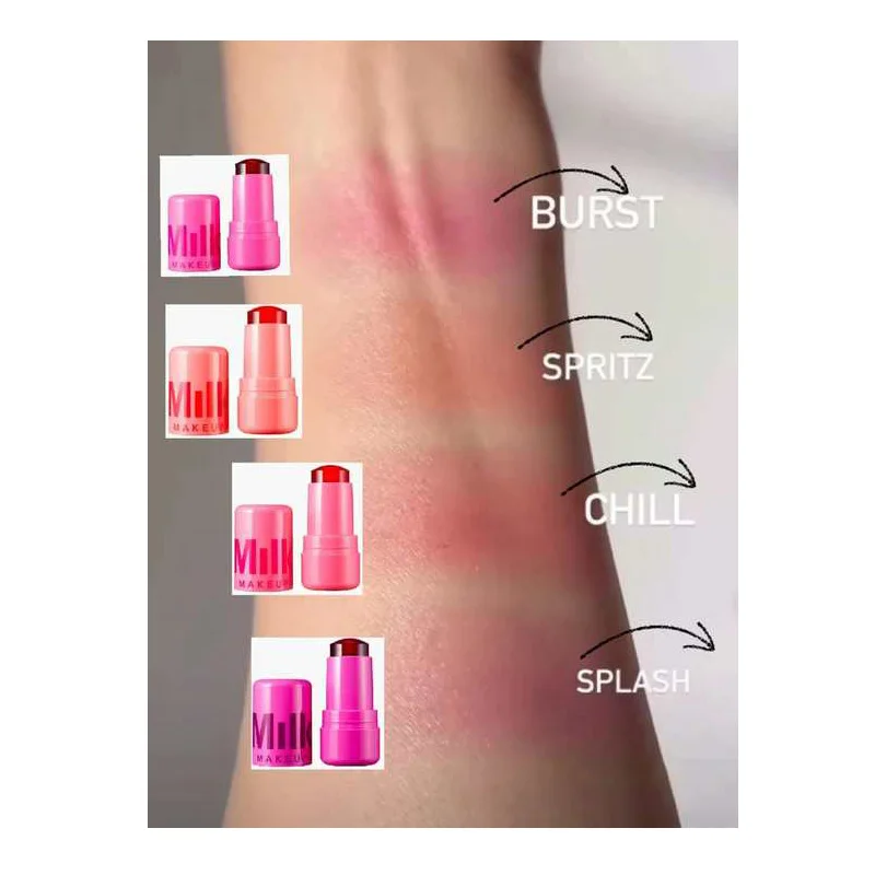 Blush Stick 3-in-1 Milk Jelly Cheek Blush Tint Nourishing Moisturize Lipstick Cream Lasting Matte Rouge Cheek Contour