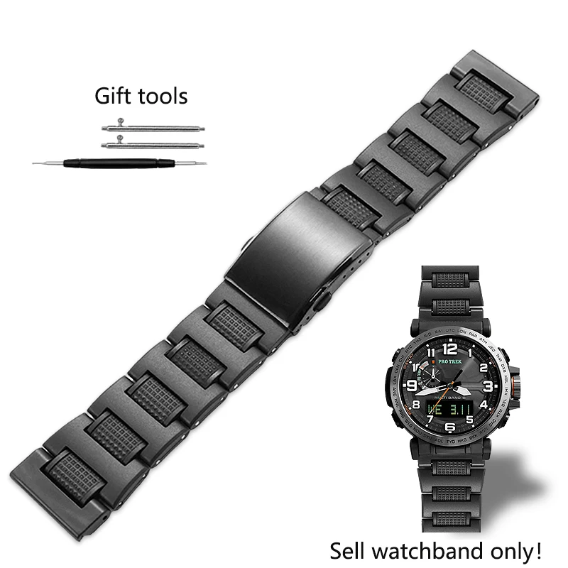 Men's 24mm Bracelet with Enhanced TPU Plastic Steel Watchband Design