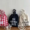 Kids Backpack Drawstring Closure Kids School Bags Children's Plaid Backpack For Boys Girls Canvas Bag School Bags 2