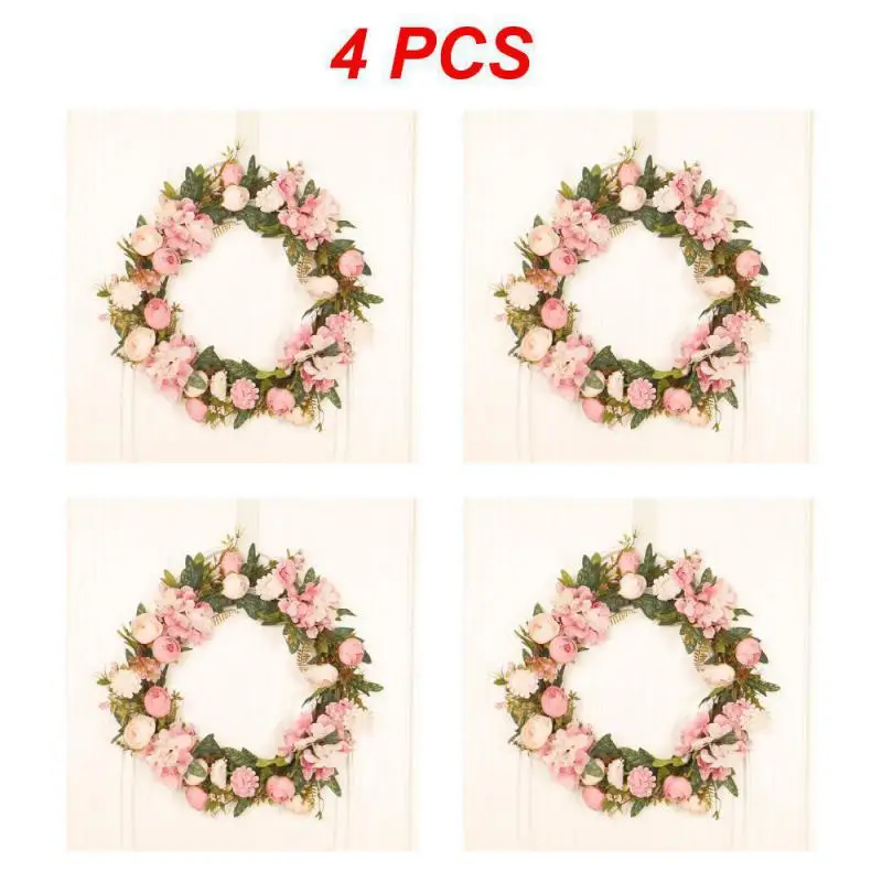 thumbnail image 1 of 40cm Artificial Rose Flower Wreath Window Door Hanging Garland Christmas Wall Ornament Wedding Bridal Wreath Decor, 1 of 5