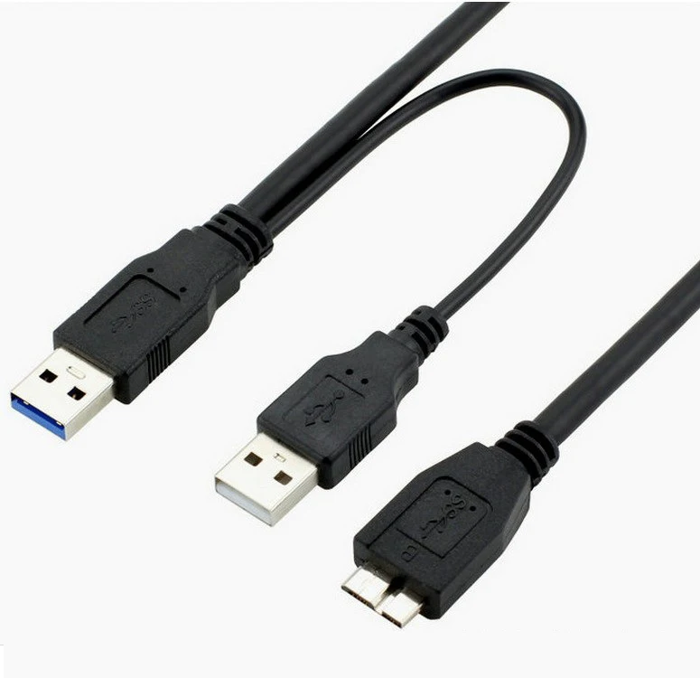 For HDD Hard Drive USB 3.0 Male To Micro USB 3 Y Cable with Extra usb Power USB3.0 Male To Micro USB3.0 B Male Adapter Cable