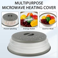 Protection contre les éclaboussures pour micro-ondes, assiette alimentaire pliable, couvercle anti-éclaboussures pour assiettes et bols, outils de cuisine, couvercle de cuisine 5