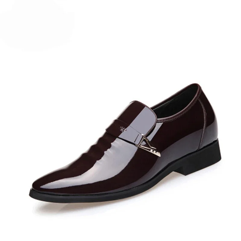 Moccasin Glitter Male Footwear Pointed Toe Shoes for Men Men Dress Leather Shoes Slip on Patent Leather Mens Casual Oxford Shoe