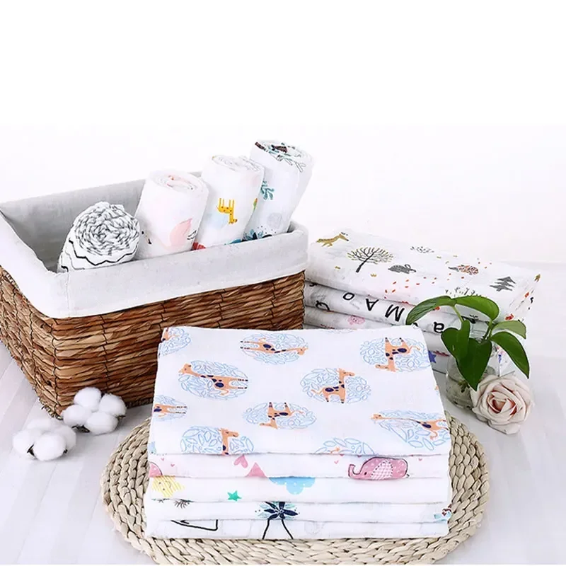 Baby Blanket Muslin Swaddle Blankets Cotton 2 Layers 120*110cm Newborn Baby Bath Towel Wrap Bedding