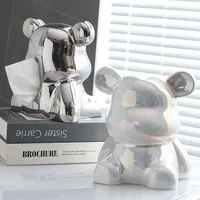 Ceramic Violence Bear Tissue Box Holder Light Luxury Home Table Tissue Box Bedroom Room Creative Organizer Kawaii Case 2