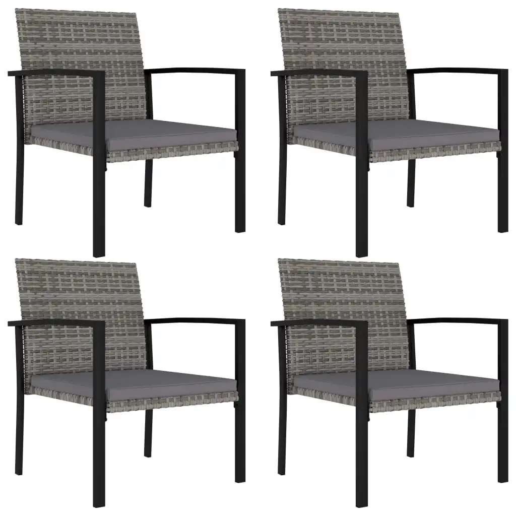 Patio Dining Chairs 4 pcs Poly Rattan Gray 20.9