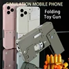 Outdoor Adult Interactive Kid Gift Folding Pistol Bullet Automatic Pop Up Creative Soft Bullet Toy Mobile Phone Appearance Gun 1