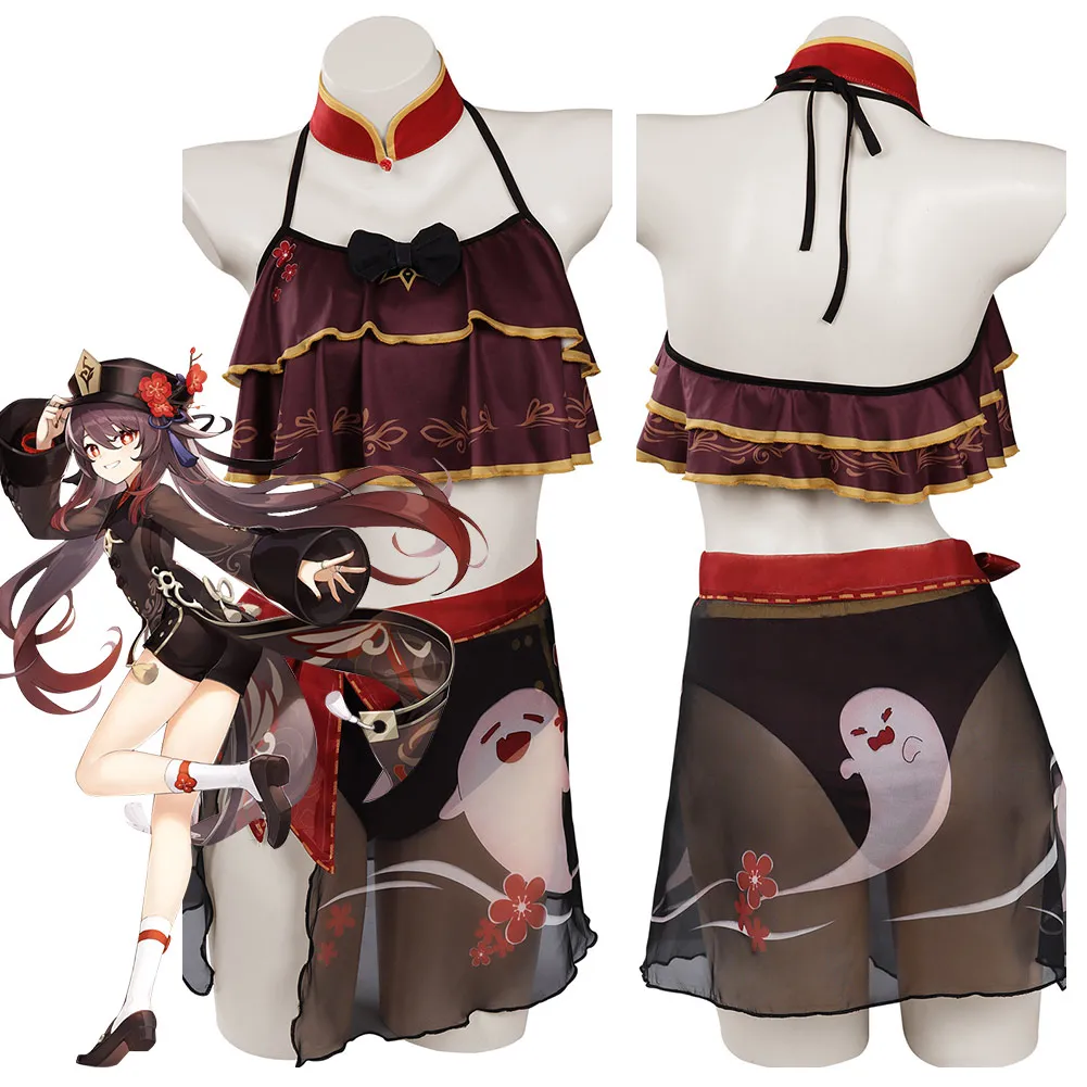 

Game Genshin Impact Hutao Cosplay Costume Sexy Bikini Swimsuit Swimwear Outfits Anime Girls Halloween Carnival Disguise Suit