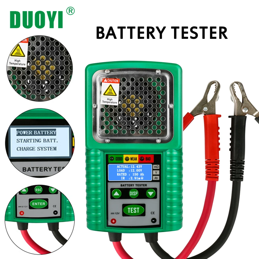 

Автомобильный детектор аккумулятора DUOYI DY226, 40-200 ач, инструмент для проверки, система запуска, тестер 80 А, анализатор свинцово-кислотных аккумуляторов