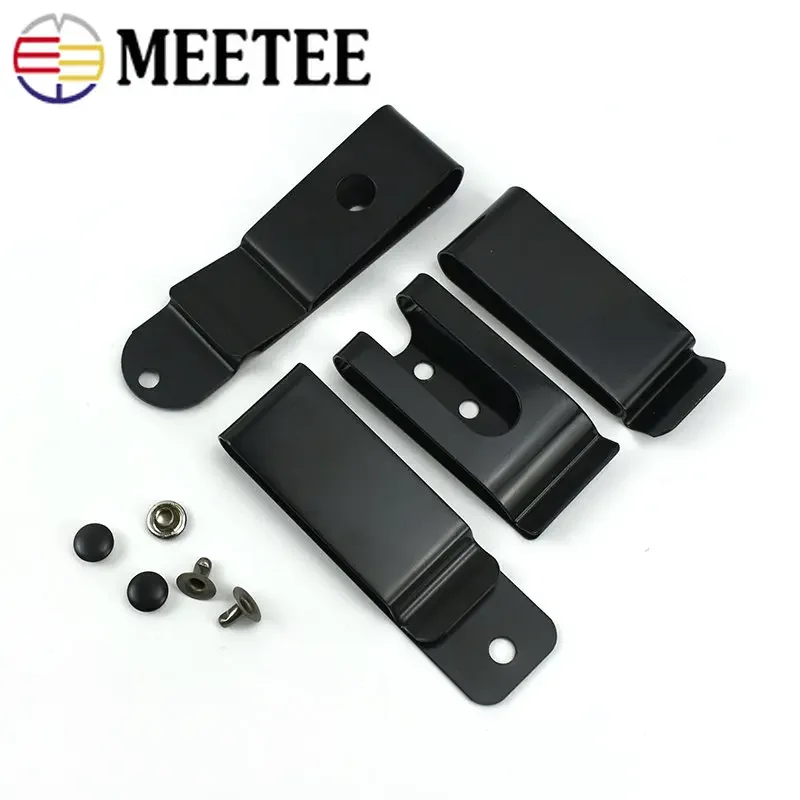 블랙 메탈 용수철 버클 벨트 홀스터 시스 클립 걸쇠 지갑 키 후크, DIY 허리 클립 루프 나사, 더블 홀 버클, 5 개, 10 개