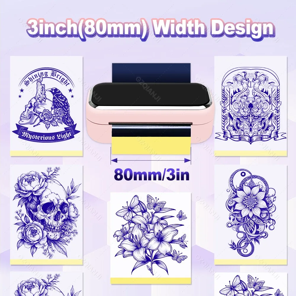 80mm Mini Tattoo Stencil Printer AIMO MR3 Wireless Thermal Tattoo Maker & 3inch Transfer Paper Fucos on Small Tattoo Pattern New