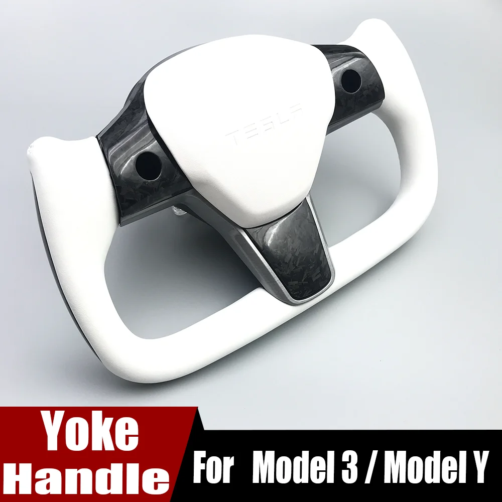 

Yoke Steering Wheel For Tesla Model 3 Model Y 350mm 270mm Forging Carbon Leather Heating Customization Personalized Modified