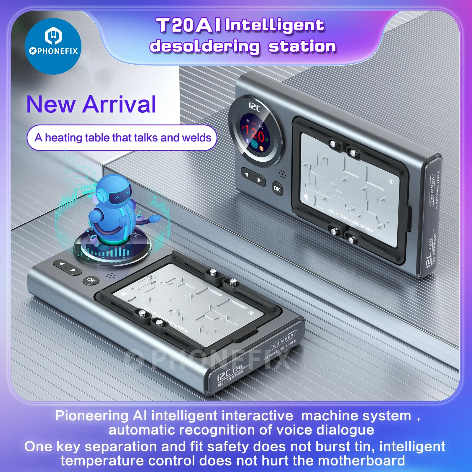 

Интеллектуальная демонтажная станция i2C T20 AI Предварительный нагрев Разделительная нагревательная платформа для iPhone X 11 12 13 14 15 Материнская плата Android Микросхема Рамка экрана Инструмент ремонта телефона