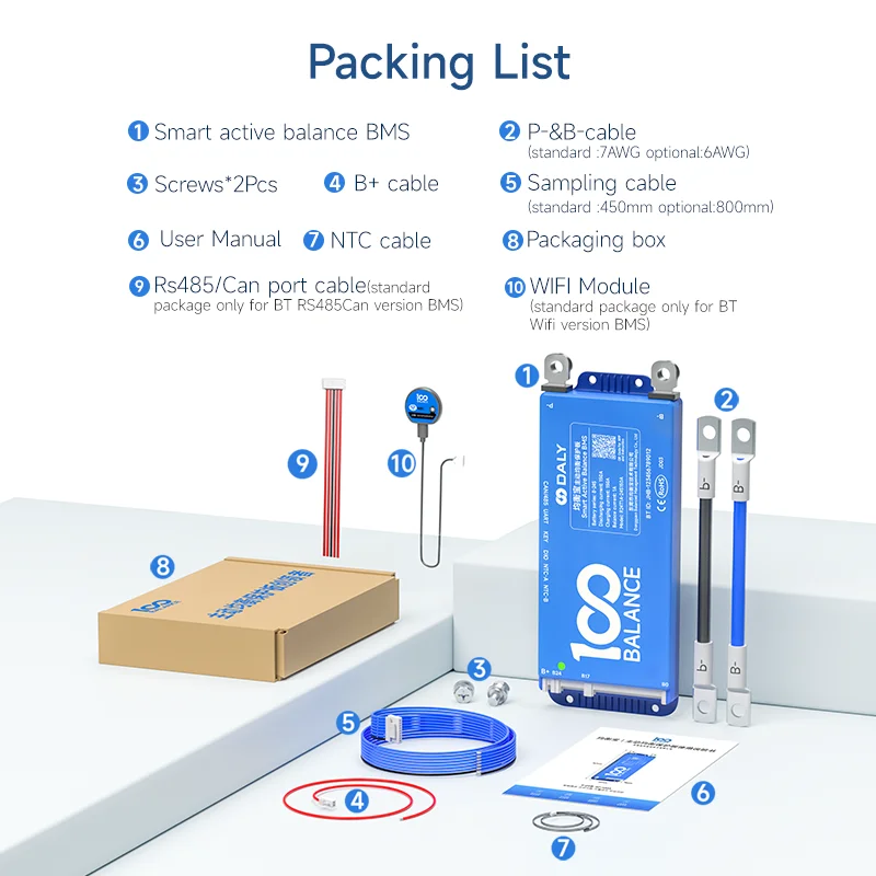 Daly100BALANCE 4-24S 40-150A CAN 4-8S bms WIFI BT 100A BMS1A Active Balance smart 80A 60A40A150A 8-24s Lifepo4 jk Li-Ion Battery